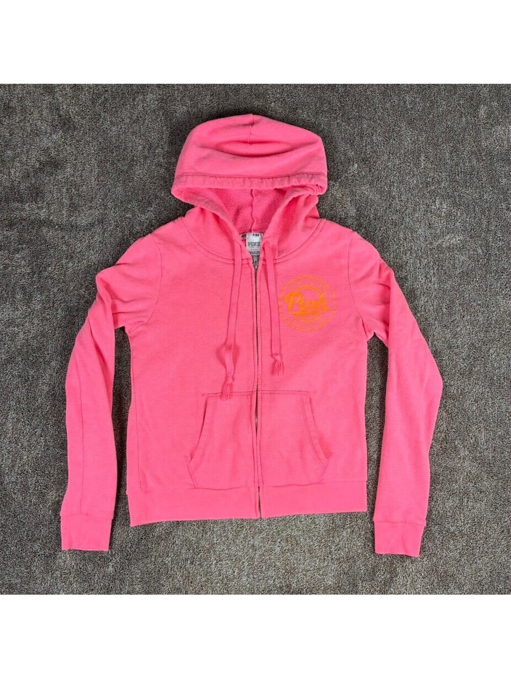Pink Victoria's Secret zip up Hoodie Women's Size Large Pink